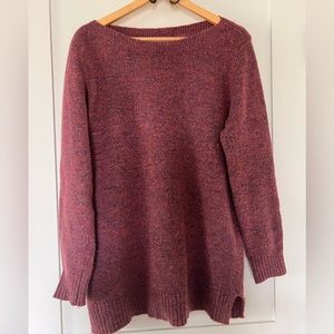 Anne Taylor Loft Outlet Maroon Long Boatneck Sweater (Sz L)